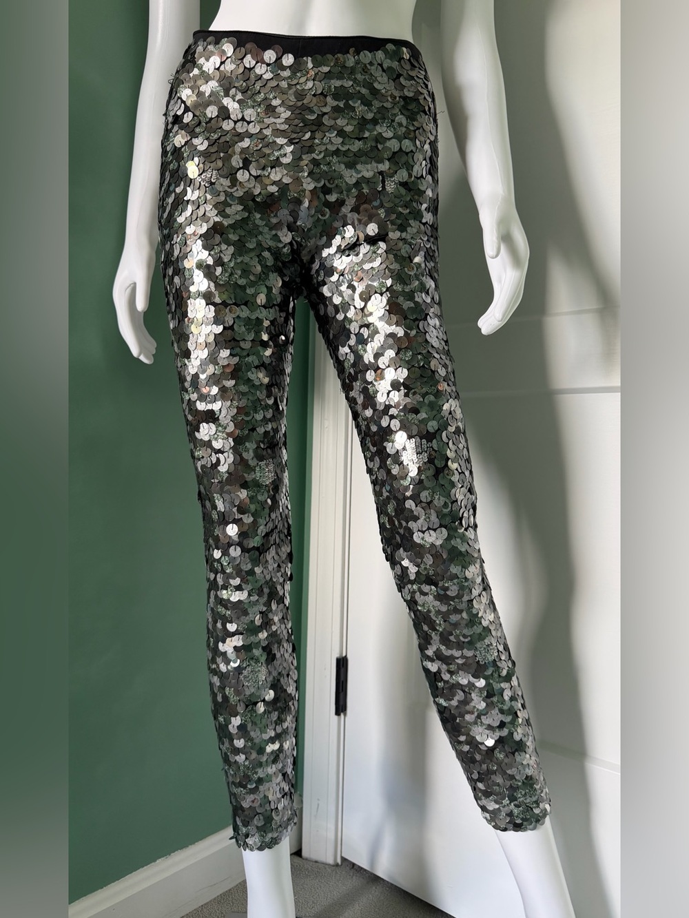 Isabel Marant x H&M Green and Silver Sequin Skinny Pants